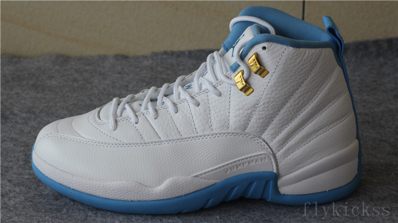 Authentic Air Jordan 12 Melo White University Blue